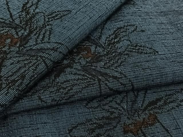 平和屋着物▽上質な紬 単衣 草花文 正絹 逸品 AABN5130jh