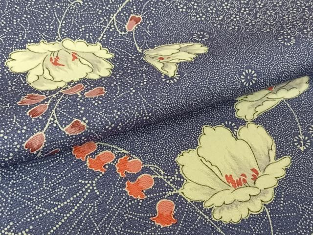 平和屋着物▽上質な小紋 単衣 草花文 正絹 逸品 未使用 AABN5142jh