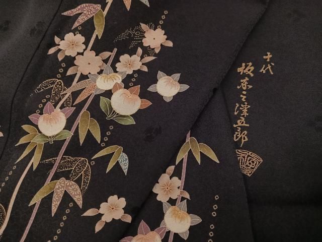 平和屋着物●十代目 歌舞伎役者 坂東三津五郎 訪問着 花布希 金彩 やまと誂製 反端付き 正絹 逸品 AABN5207ph