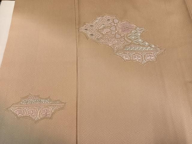 平和屋着物●中国三大刺繍 スワトウ刺繍 汕頭刺繍 総刺繍 訪問着 花唐草文 暈し染め 正絹 逸品 AABN5215ph