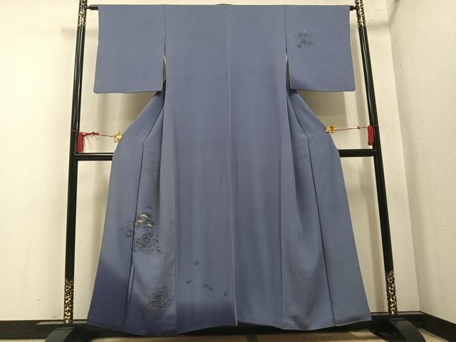 平和屋着物●中国三大刺繍 汕頭刺繍 スワトウ刺繍 訪問着 螺鈿 草花文 暈し染め 金彩 正絹 逸品 AABN5219ph