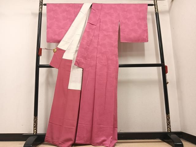 平和屋着物●上質な色無地 花地紋 真朱色 正絹 逸品 AABN5220ph
