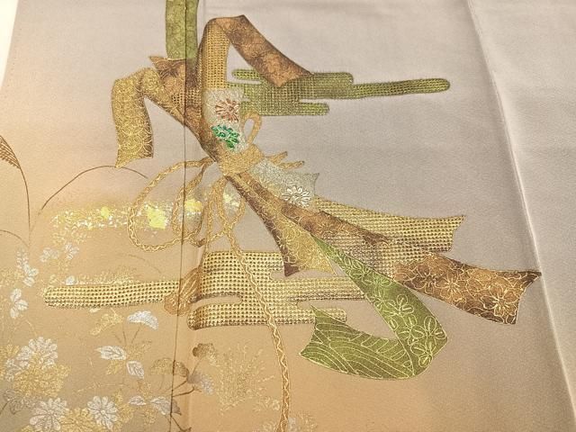 平和屋着物●訪問着 エ霞草花文 暈し染め 金銀彩 正絹 逸品 未使用 AABN5224ph