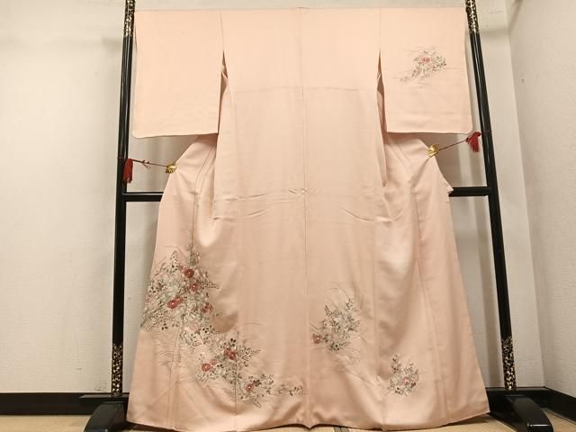 平和屋着物●訪問着 総刺繍 草花文 正絹 逸品 AABN5235ph