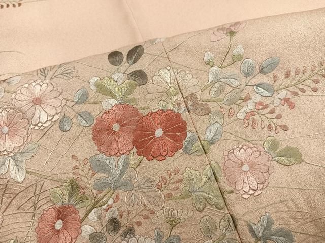 平和屋着物●訪問着 総刺繍 草花文 正絹 逸品 AABN5235ph
