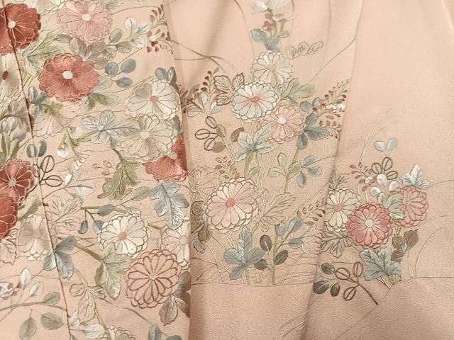 平和屋着物●訪問着 総刺繍 草花文 正絹 逸品 AABN5235ph