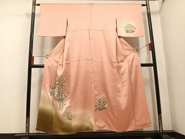 平和屋着物●訪問着 総刺繍 飾花文 暈し染め 正絹 逸品 AABN5240ph