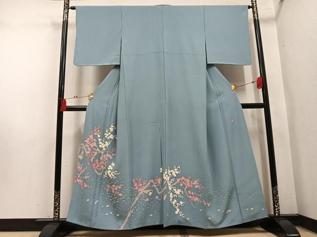 平和屋着物●本加賀友禅作家 白坂幸蔵 色留訪問着 紅白梅 正絹 逸品 AABN5251ph