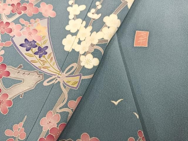 平和屋着物●本加賀友禅作家 白坂幸蔵 色留訪問着 紅白梅 正絹 逸品 AABN5251ph