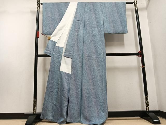 平和屋着物●上質な小紋 斜縞 暈し染め ラメ糸 正絹 逸品 AABN5258ph