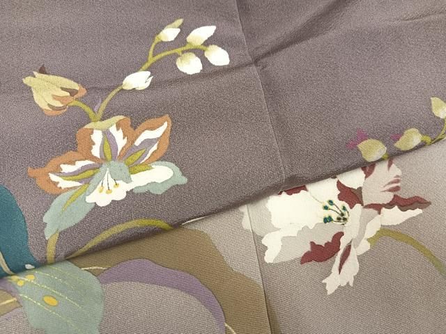 平和屋着物●二代目清次郎 手描き 訪問着 草花文 暈し染め 正絹 逸品 AABN5261ph