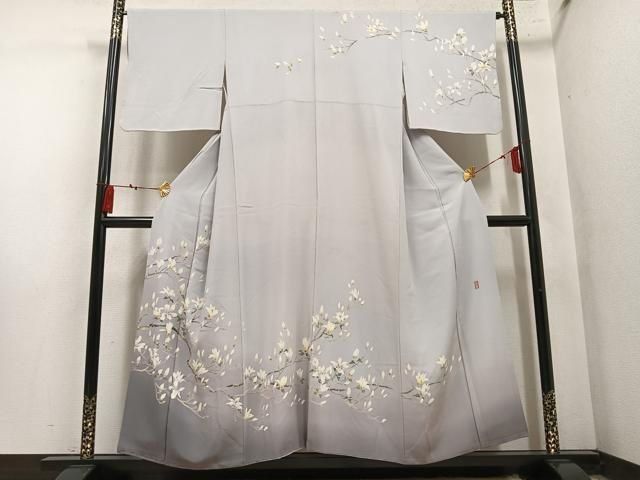 平和屋着物●十日町友禅作家 阿部佳雪 訪問着 枝花文 暈し染め 正絹 逸品 AABN5262ph