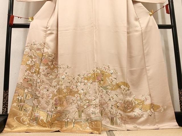 平和屋着物●訪問着 刺繍 色紙草花文 金彩 正絹 逸品 AABN5278ph