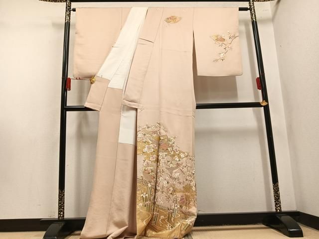 平和屋着物●訪問着 刺繍 色紙草花文 金彩 正絹 逸品 AABN5278ph
