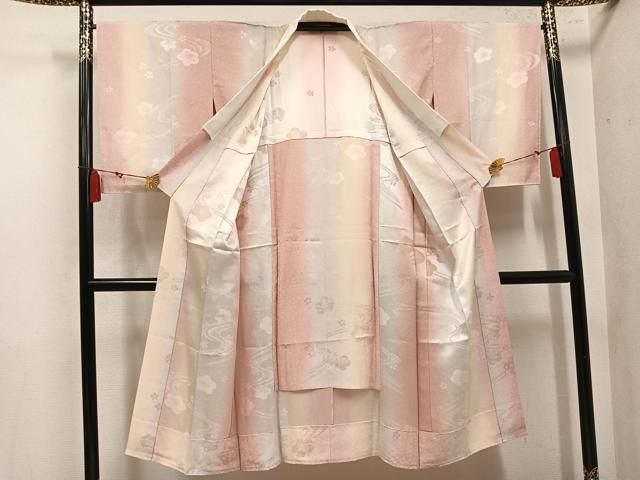 平和屋着物●長襦袢 無双仕立て 梅地紋 暈し染め 正絹 逸品 AABN5288ph