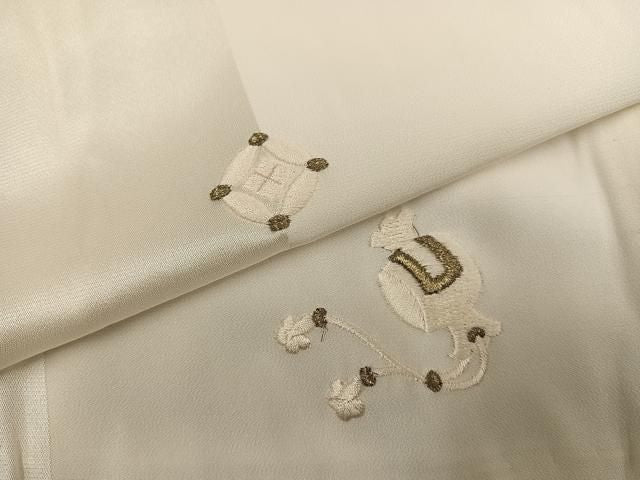 平和屋着物●長襦袢 無双仕立て 総刺繍 宝尽くし 金糸 正絹 逸品 AABN5295ph