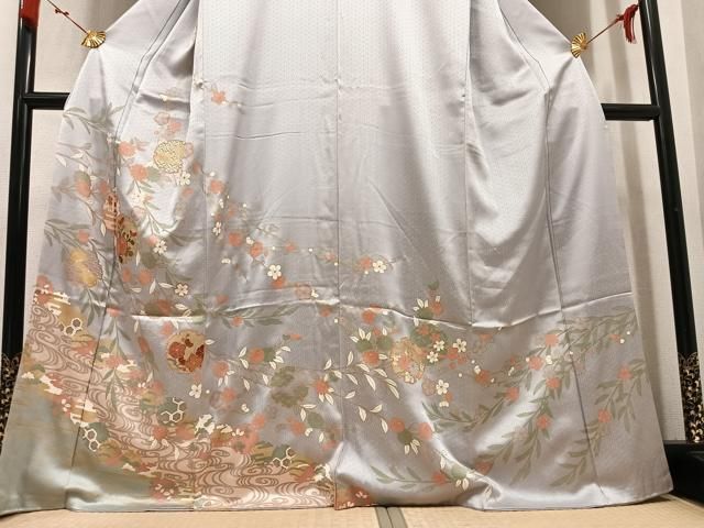 平和屋着物●訪問着 雪輪草花文 金彩 正絹 逸品 AABN5309ph