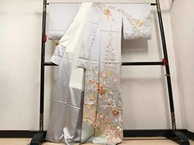 平和屋着物●訪問着 雪輪草花文 金彩 正絹 逸品 AABN5309ph