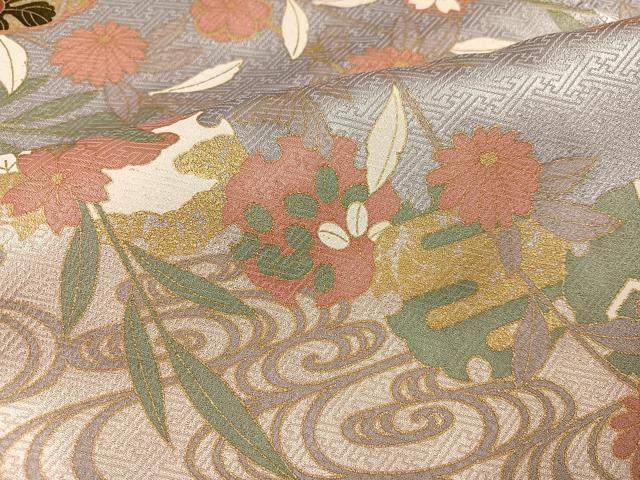 平和屋着物●訪問着 雪輪草花文 金彩 正絹 逸品 AABN5309ph