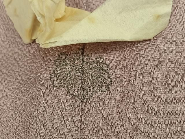 平和屋着物●上質な色無地 霞地紋 水柿色 正絹 逸品 未使用 AABN5310ph