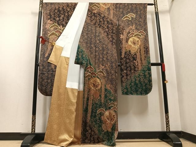 平和屋着物●豪華振袖 花蝶文 暈し染め 金彩 正絹 逸品 未使用 AABN5320ph