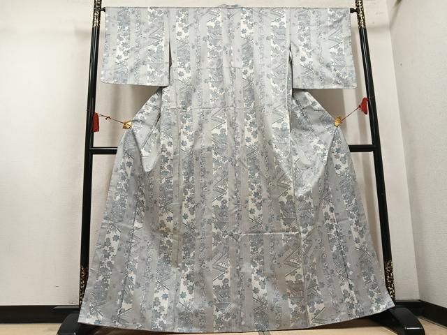 平和屋着物●上質な紬 草花間道 正絹 逸品 未使用 AABN5328ph