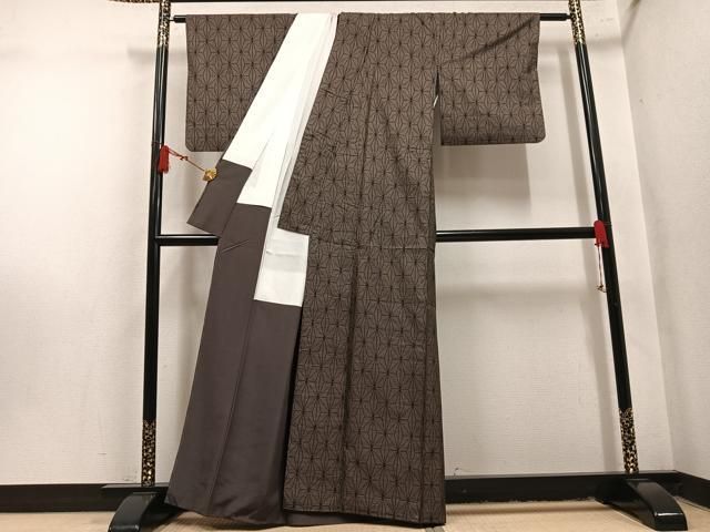 平和屋着物●本場大島紬 9マルキ 麻の葉文様 正絹 逸品 AABN5338ph