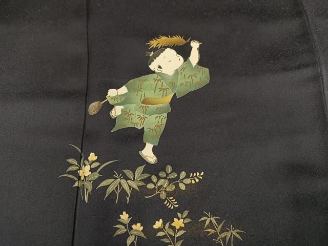 平和屋着物●訪問着 童子花文 暈し染め 金彩 正絹 逸品 AABN5350ph