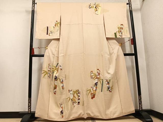 平和屋着物●訪問着 刺繍 草花文 金彩 正絹 逸品 AABN5356ph