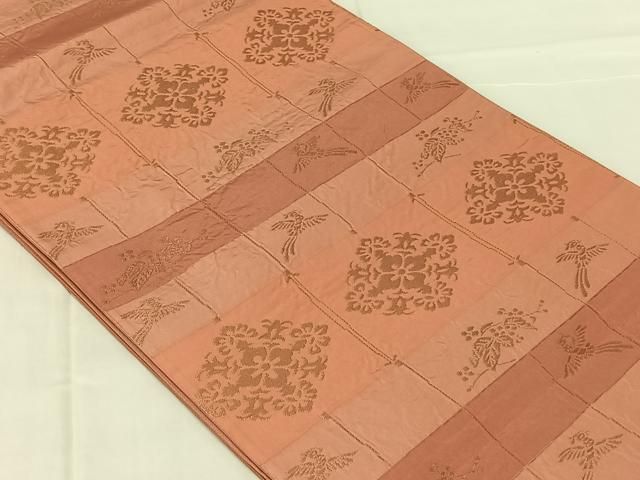 平和屋着物◎六通柄袋帯 花鳥文 金糸 正絹 逸品 AABN5381dk
