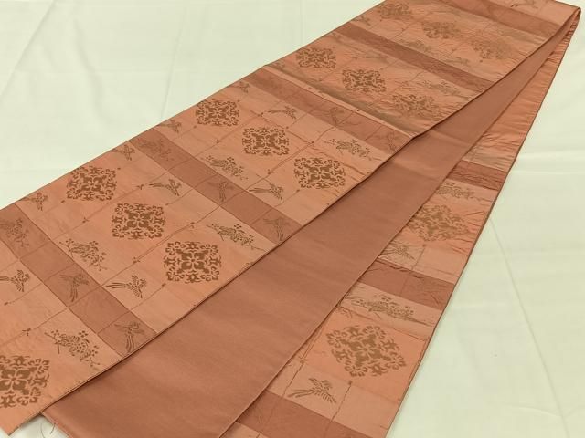 平和屋着物◎六通柄袋帯 花鳥文 金糸 正絹 逸品 AABN5381dk