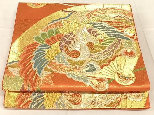 平和屋着物◎六通柄袋帯 檜扇花文 金銀糸 正絹 逸品 AABN5383dk