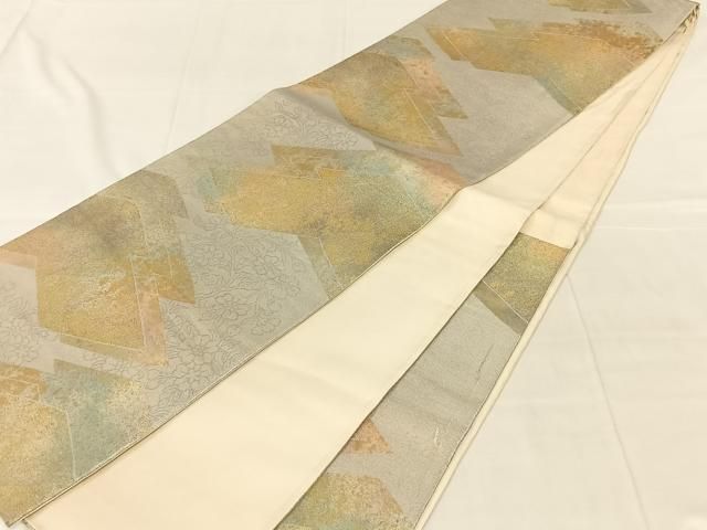 平和屋着物◎六通柄袋帯 松皮菱文 金銀糸 正絹 逸品 AABN5391dk