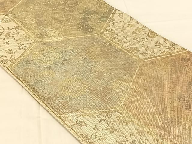 平和屋着物◎佐賀錦 六通柄袋帯 亀甲花唐草文 金銀糸 正絹 逸品 AABN5405dk