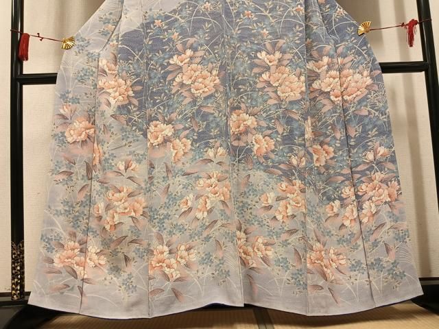平和屋着物●訪問着 草花文 正絹 逸品 AABN5722ph