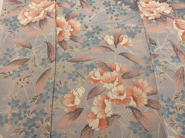 平和屋着物●訪問着 草花文 正絹 逸品 AABN5722ph