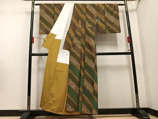 平和屋着物●訪問着 紬地 絞り 草花文 正絹 逸品 AABN5723ph