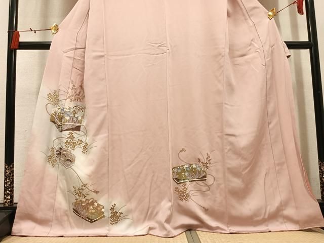 平和屋着物●訪問着 花文箱文 暈し染め 金彩 正絹 逸品 AABN5725ph