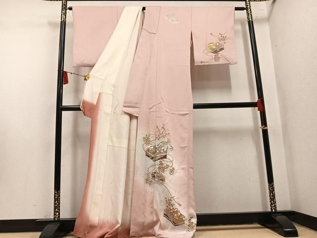 平和屋着物●訪問着 花文箱文 暈し染め 金彩 正絹 逸品 AABN5725ph