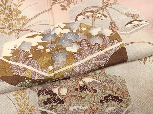 平和屋着物●訪問着 花文箱文 暈し染め 金彩 正絹 逸品 AABN5725ph