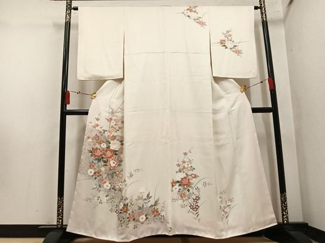 平和屋着物●訪問着 草花文 金銀彩 正絹 逸品 AABN5728ph