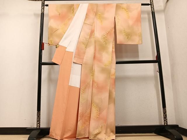 平和屋着物●上質な小紋 地紋起こし 花尽くし 暈し染め 正絹 逸品 AABN5740ph