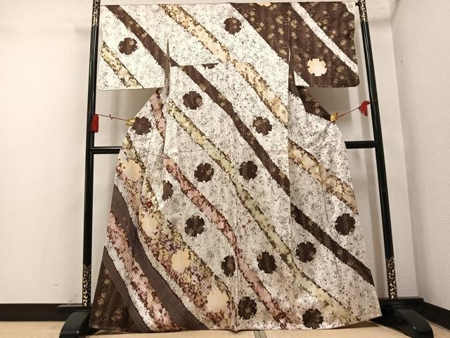 平和屋着物●訪問着 雪輪枝垂れ桜文 暈し染め 金彩 正絹 逸品 AABN5746ph