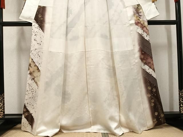 平和屋着物●訪問着 雪輪枝垂れ桜文 暈し染め 金彩 正絹 逸品 AABN5746ph