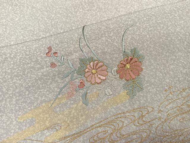 平和屋着物●中国三大刺繍 汕頭刺繍 スワトウ刺繍 訪問着 草花文 暈し染め 金彩 やまと誂製 正絹 逸品 AABN5760ph