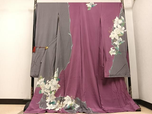 平和屋着物●豪華振袖 作家物 百合 ユリ 丹後ちりめん 仮絵羽 逸品 未使用 AABN5767ph