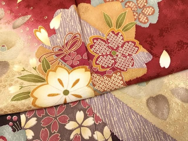 平和屋着物●豪華振袖 舞花文 暈し染め 金彩 正絹 逸品 AABN5770ph