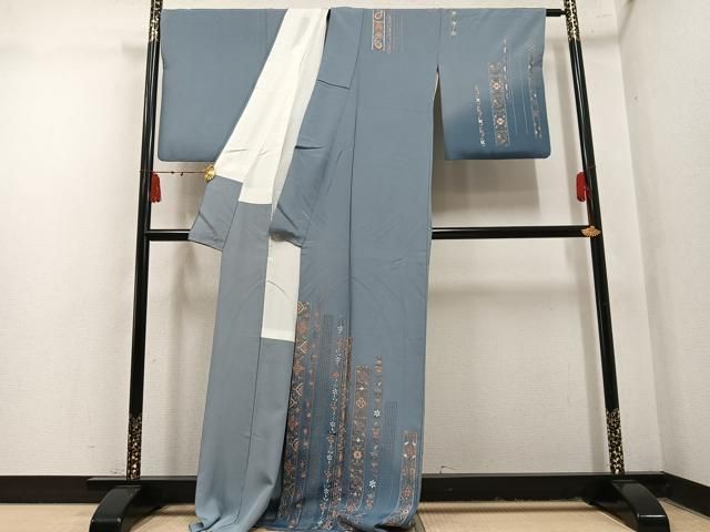平和屋着物●中国三大刺繍 汕頭刺繍 スワトウ刺繍 総刺繍 訪問着 草花文 ロング丈 正絹 逸品 AABN5787ph