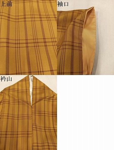 平和屋着物●本場黄八丈 綾織 紬 格子 正絹 逸品 AABN5801ph