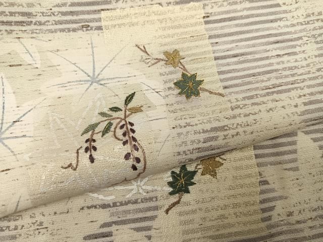 平和屋着物●訪問着 刺繍 ぜんまい糸 楓文 金糸 正絹 逸品 AABN5819ph